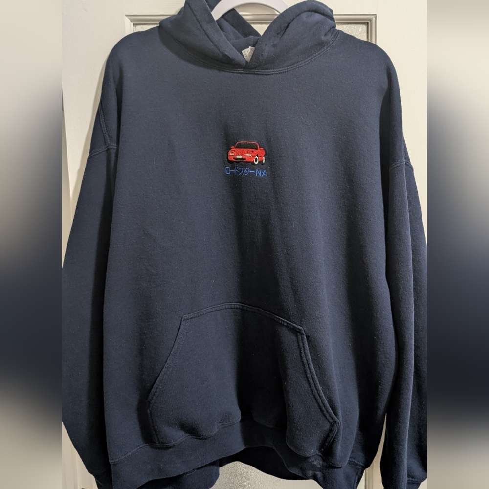 Navy Hoodie with Mazda Miata Embroidery